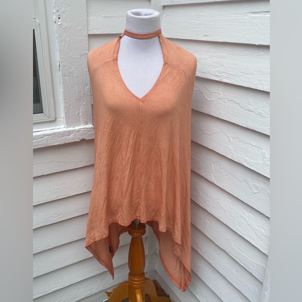 Sound Style XL Orange Tank Top High-low Hemline with Choker Style Neck
